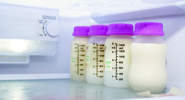 Freezing breast milk store in plastic bottles